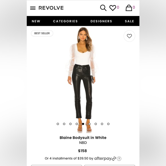 NBD white bodysuit with puff sleeves - Picture 4 of 7